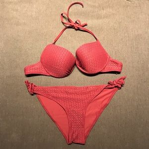 Maroon/Red H&M Bikini with Lace Fabric